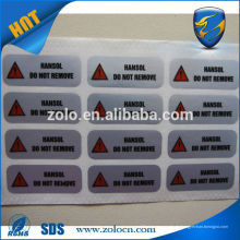 Made in China Einzelhandel PET Material Custom Logo Anti-Fälschung Shenzhen ZOLO Anti-Fälschung Verpackung Etiketten